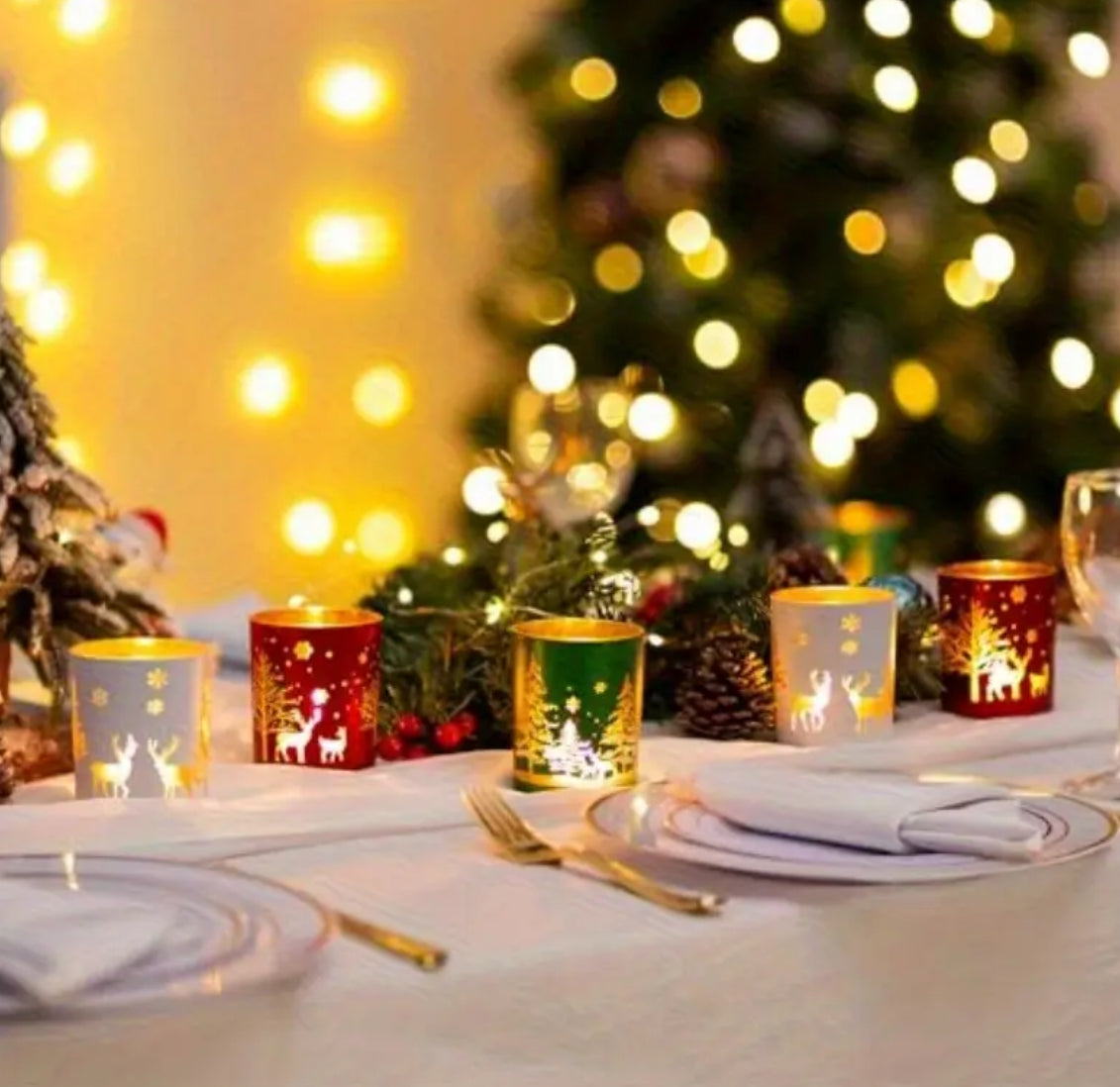 Christmas Glass Votive Holders