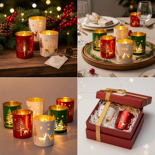 Christmas Glass Votive Holders